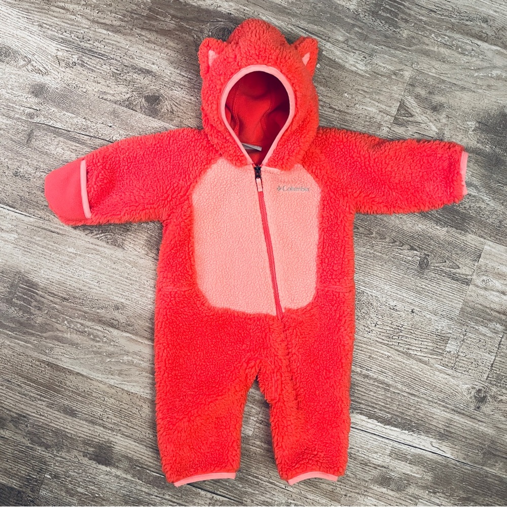 Columbia Foxy Baby Infant Sherpa Fleece Bunting Snowsuit 3-6 months EUC Pink